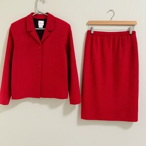 Weekenders Red Grid Knit Blazer size S & Skirt Set Size M